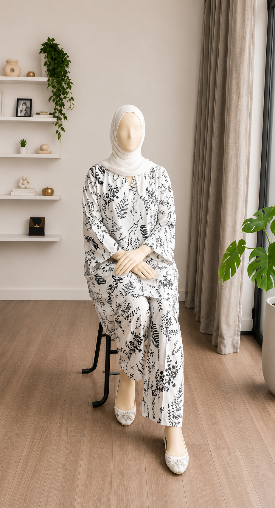 Flora Leaf Print 2Pc Stitched